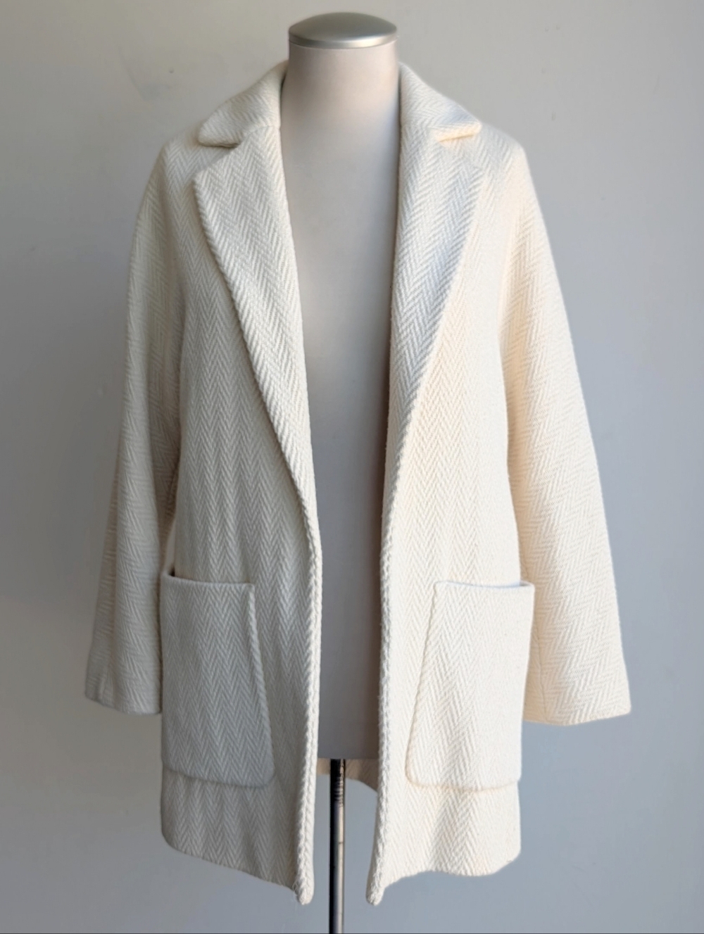 Massimo Dutti Cream Knit Blazer Coat